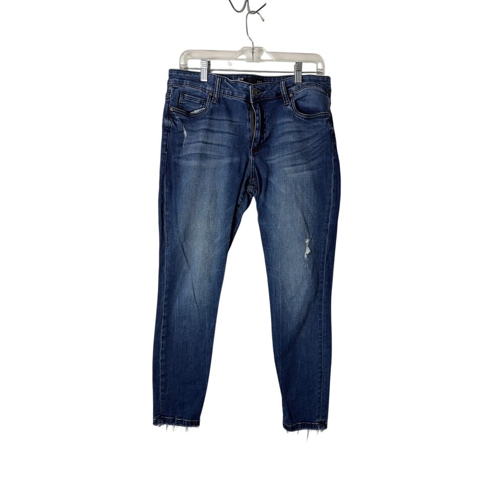 KUT From The Kloth Donna Ankle Skinny Jeans Size 8 Raw Hem Dark Wash Stretch